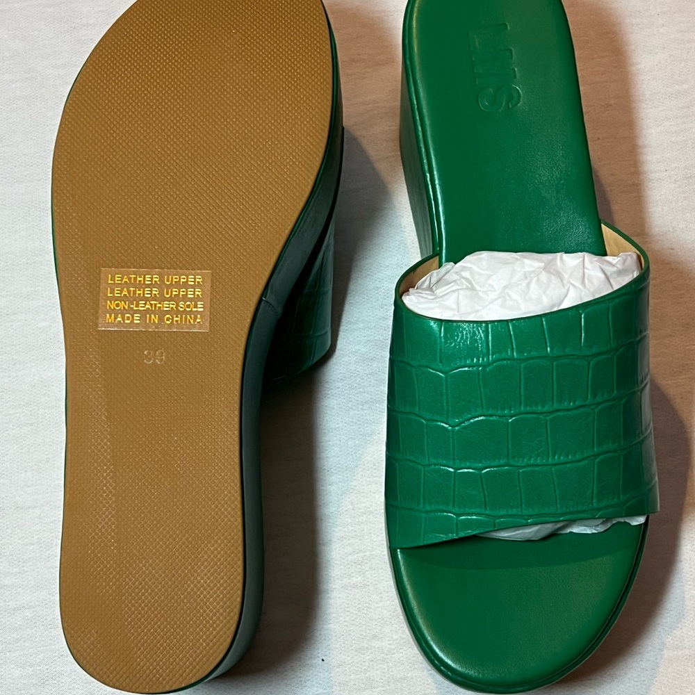 Green Slide Sandals